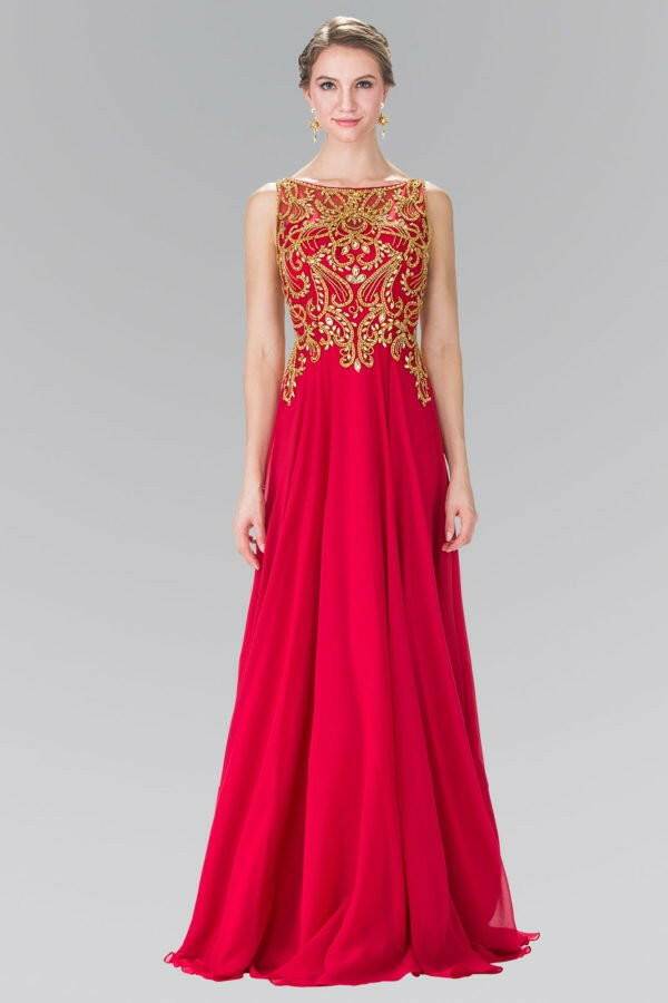 Beads Embellished Bodice Floor Length Chiffon Long Mother Of The Bride Dress GLGL2274 Sale-Shangri-La Fashion