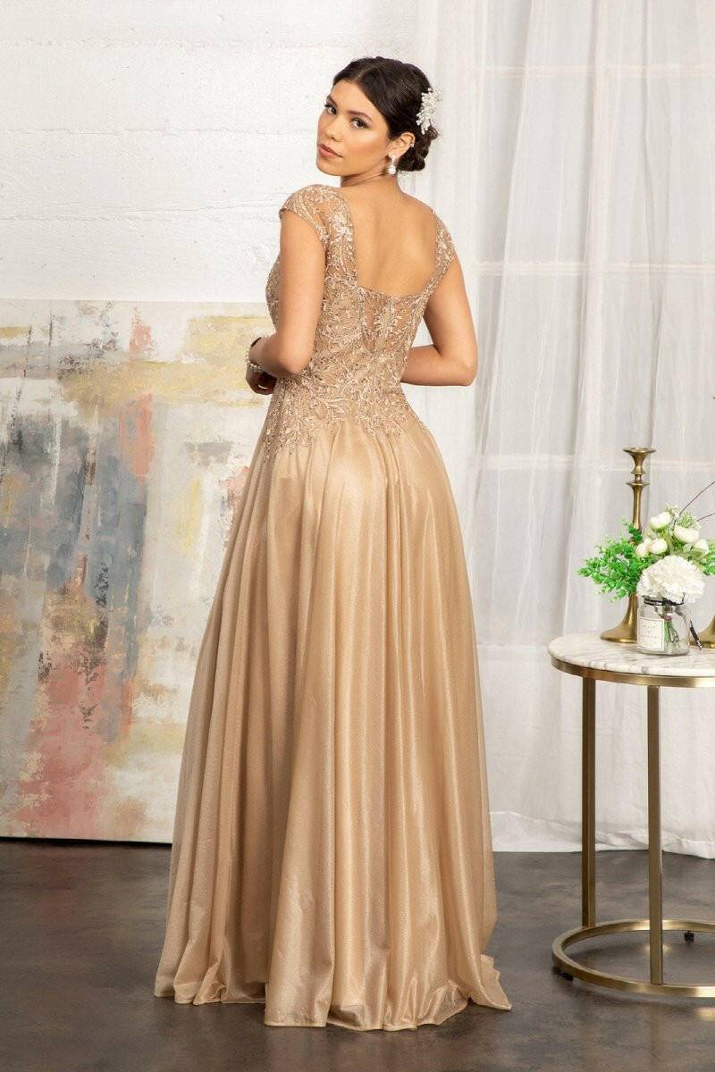 Beads Embellished Embroidered A-line Scoop-Neck Long Mother Of The Bride Dress GLGL3068 Sale-Shangri-La Fashion