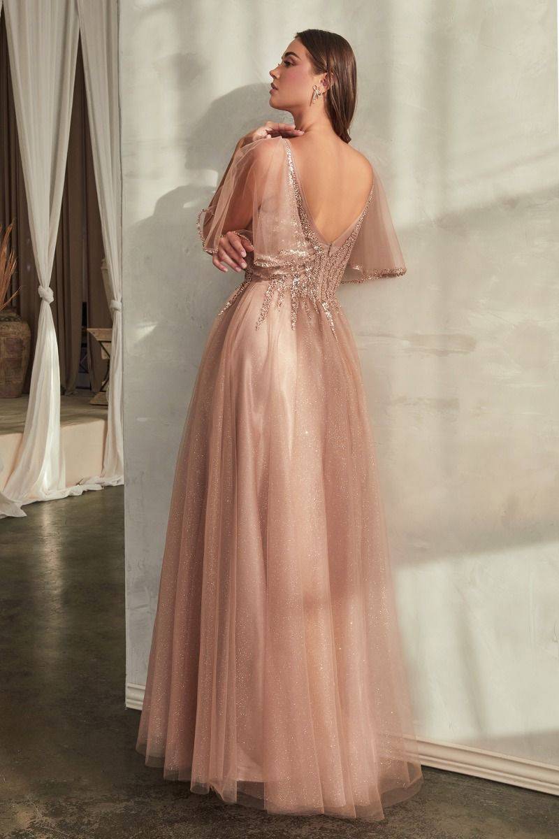 Layered Tulle Skirt A-Line Embroidered Bodice Long Mother Of The Bride Dress CDCD0175