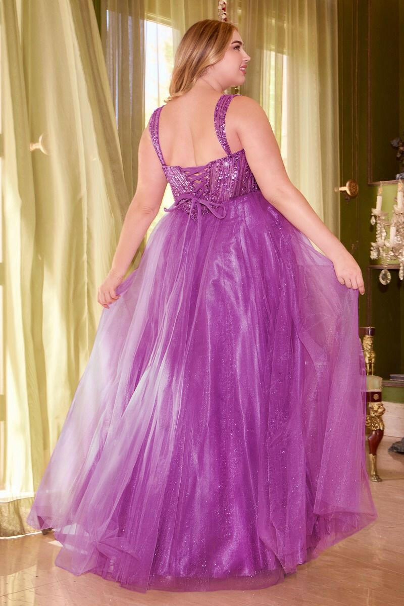 Strapless A-Line Embellished Bodice Plus Size Long Prom Dress CDCD0217C-3