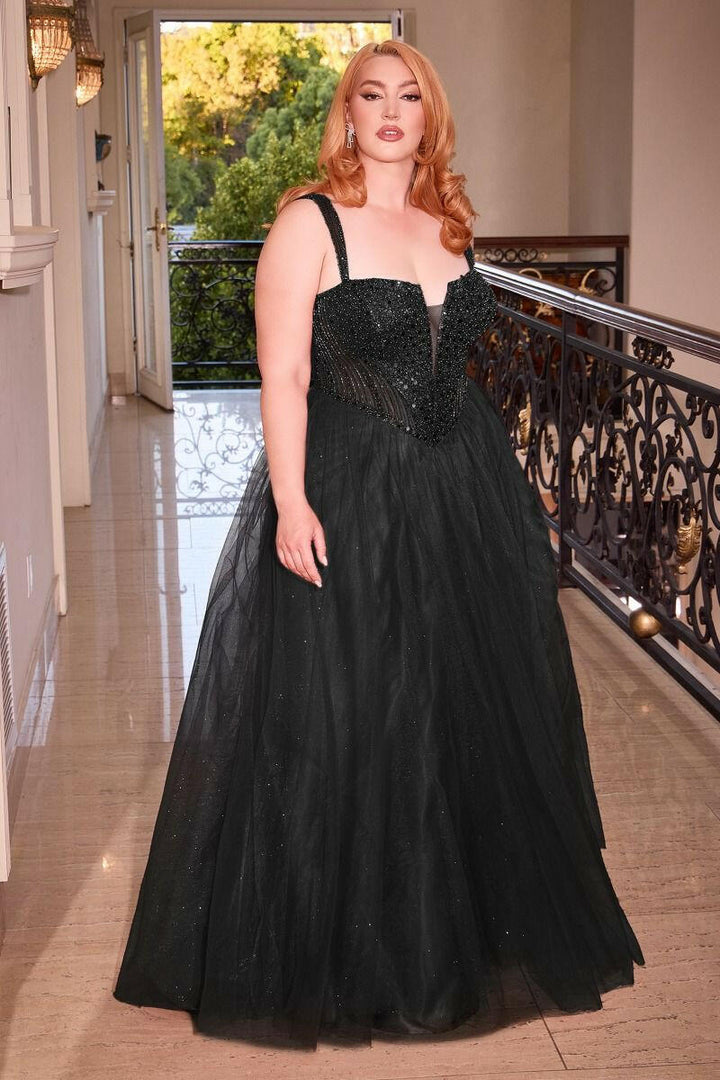 Strapless A-Line Embellished Bodice Plus Size Long Prom Dress CDCD0217C-5