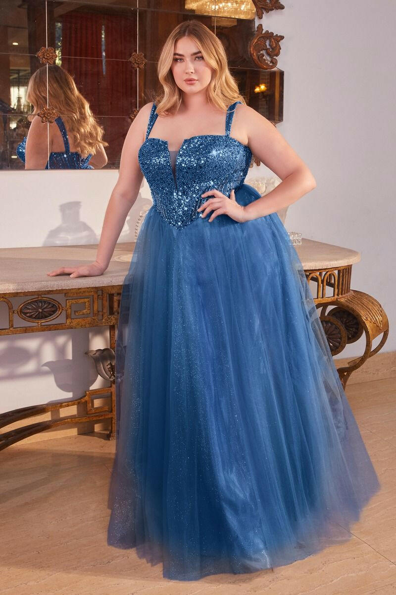 Strapless A-Line Embellished Bodice Plus Size Long Prom Dress CDCD0217C-0