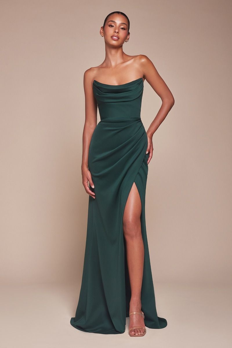 STRAPLESS CHIFFON GOWN CDCD355-3