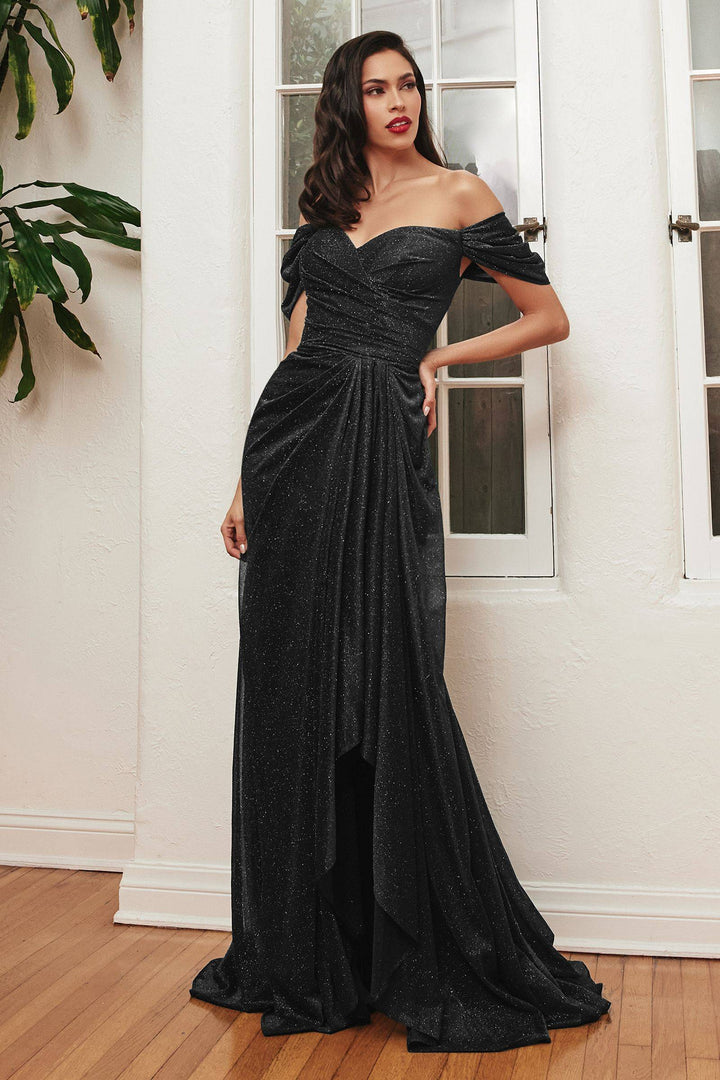 Strapless Off The shoulder Wrap Bodice Glitter Sequin Long Prom & Bridesmaid Dress CDCD878