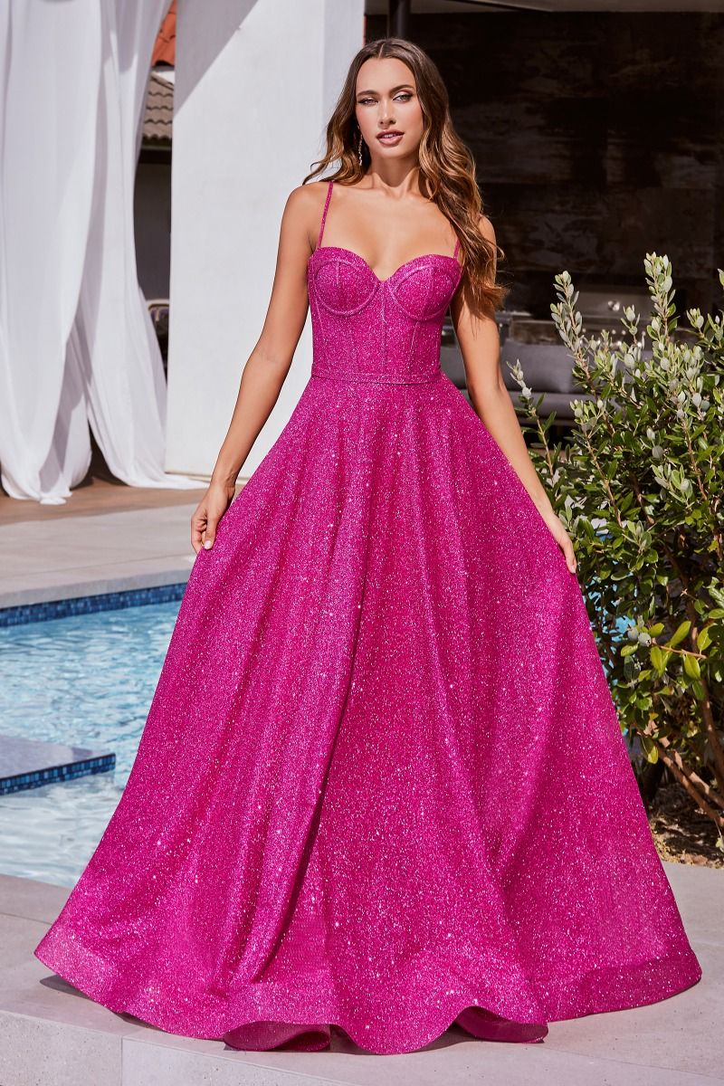 Glitter A-Line Sweetheart Open Back Long Prom Dress CDCDS483-0