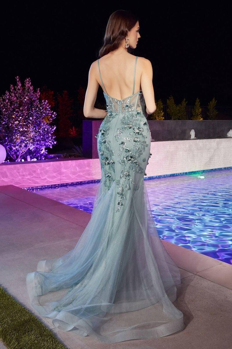 Embellished Fitted Mermaid Puff Sleeves Off Shoulder Long Prom Dress CDCB121-Shangri-La Fashion