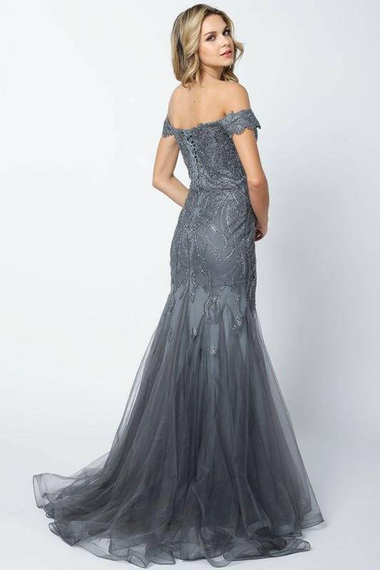 Embellished Lace Off Shoulder Mermaid Long Prom Dress JT693-Shangri-La Fashion