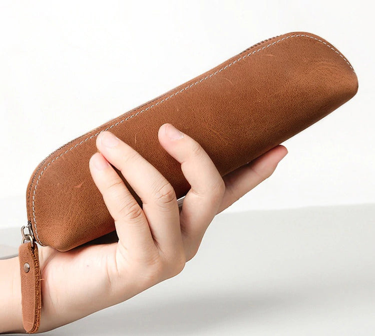 The Paavo Leather Pen Case | Leather Makeup Pouch-0