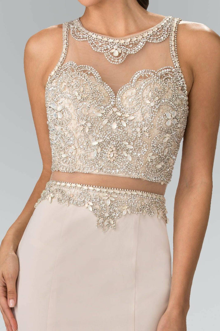 Mock Two-Piece with Beaded Top Long Prom Dress GLGL2342-Shangri-La Fashion