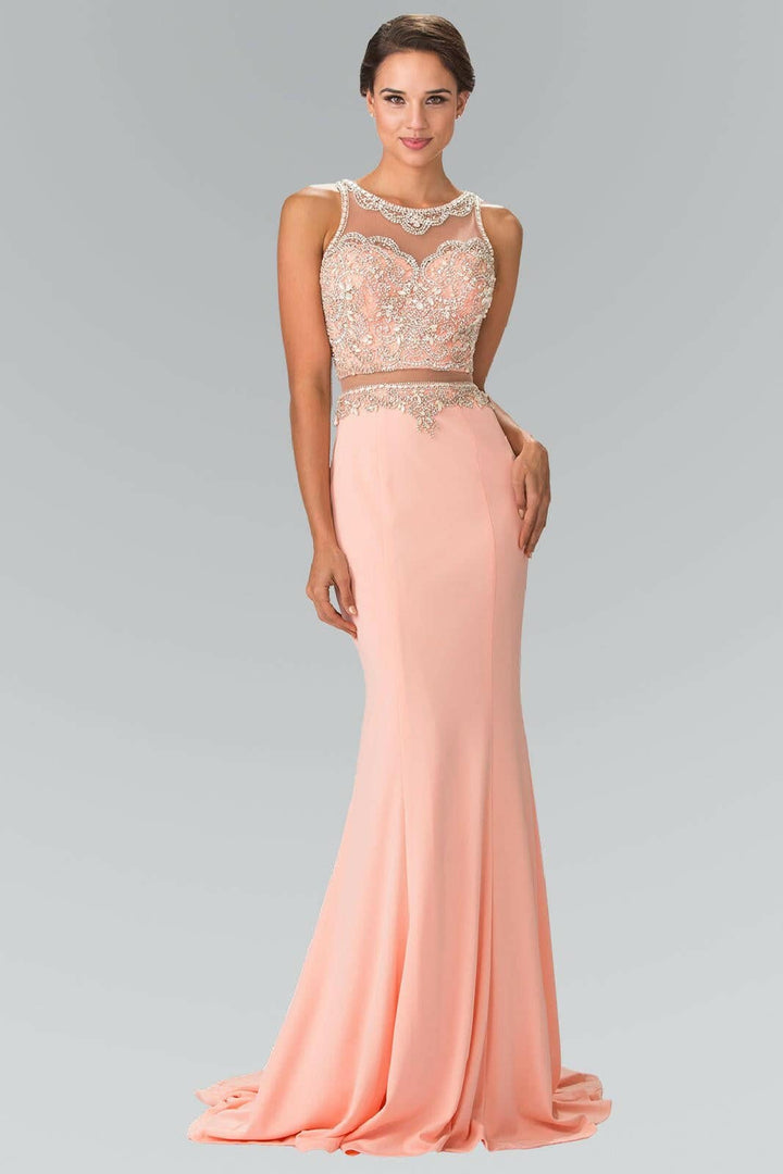 Mock Two-Piece with Beaded Top Long Prom Dress GLGL2342-Shangri-La Fashion