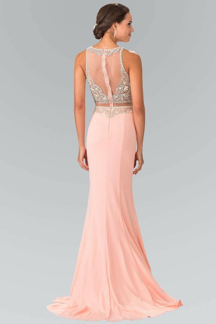 Mock Two-Piece with Beaded Top Long Prom Dress GLGL2342-Shangri-La Fashion