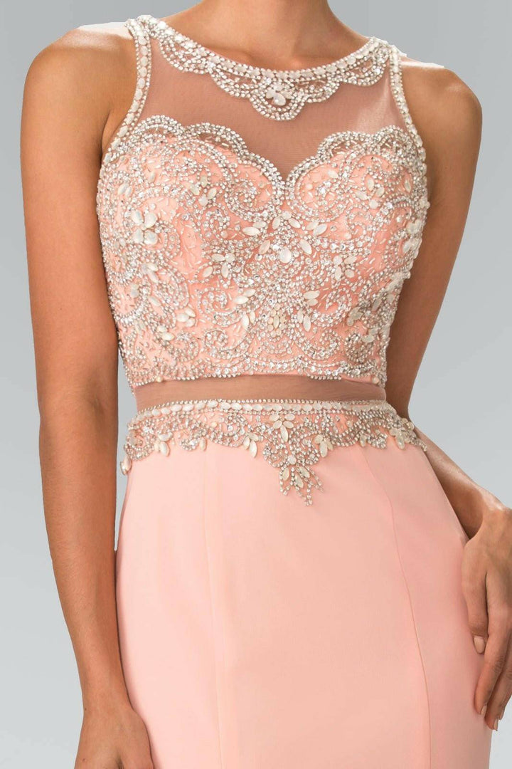 Mock Two-Piece with Beaded Top Long Prom Dress GLGL2342-Shangri-La Fashion