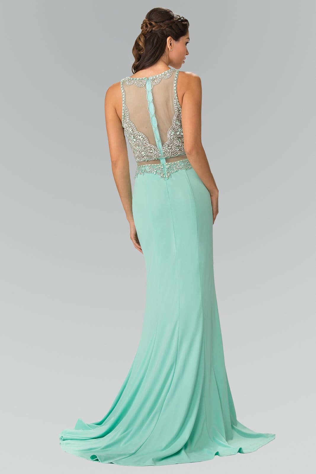 Mock Two-Piece with Beaded Top Long Prom Dress GLGL2342-Shangri-La Fashion