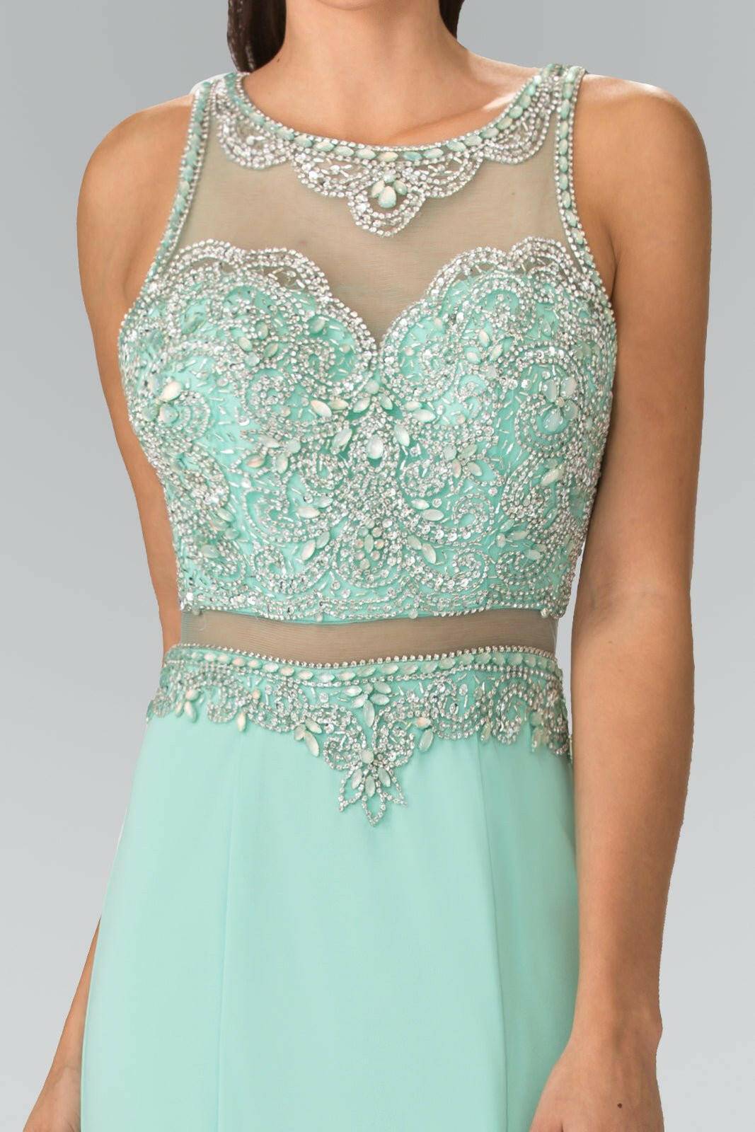 Mock Two-Piece with Beaded Top Long Prom Dress GLGL2342-Shangri-La Fashion