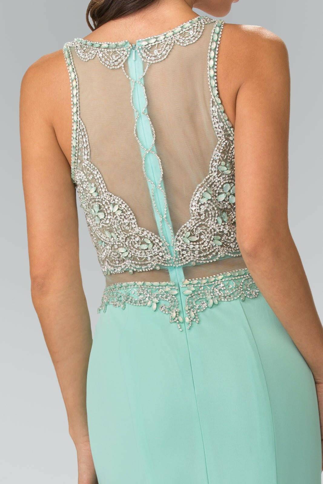 Mock Two-Piece with Beaded Top Long Prom Dress GLGL2342-Shangri-La Fashion