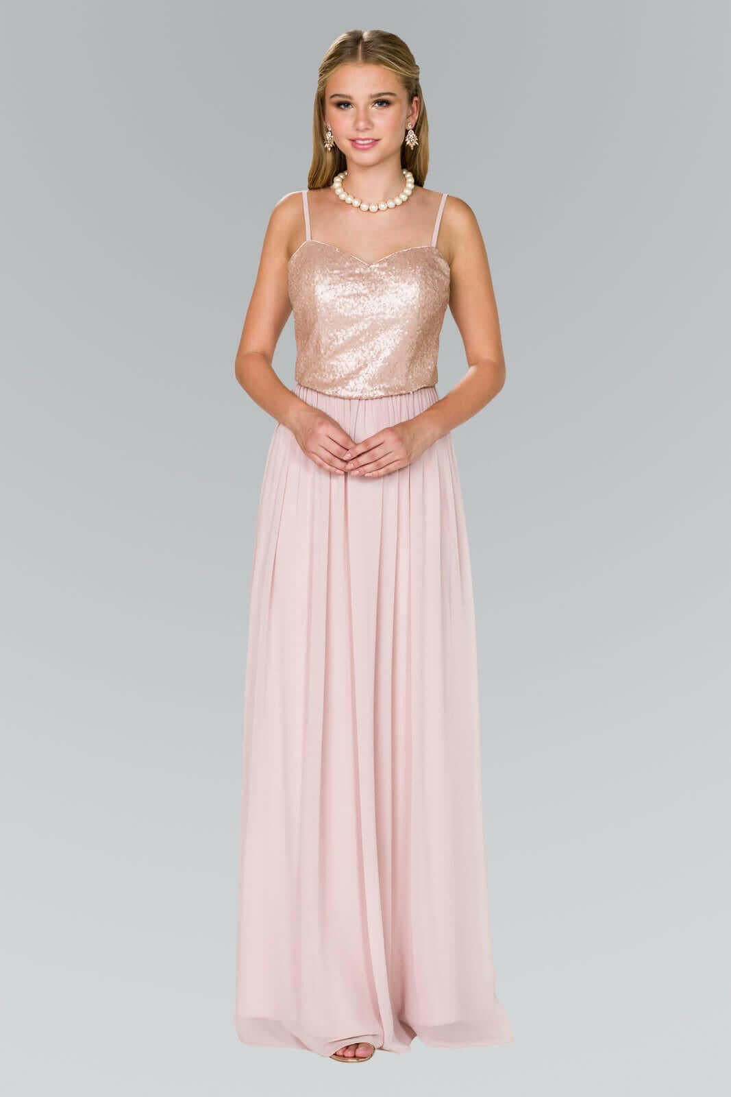 Full Sequin Top Chiffon Long Prom Dress GLGL2416-Shangri-La Fashion