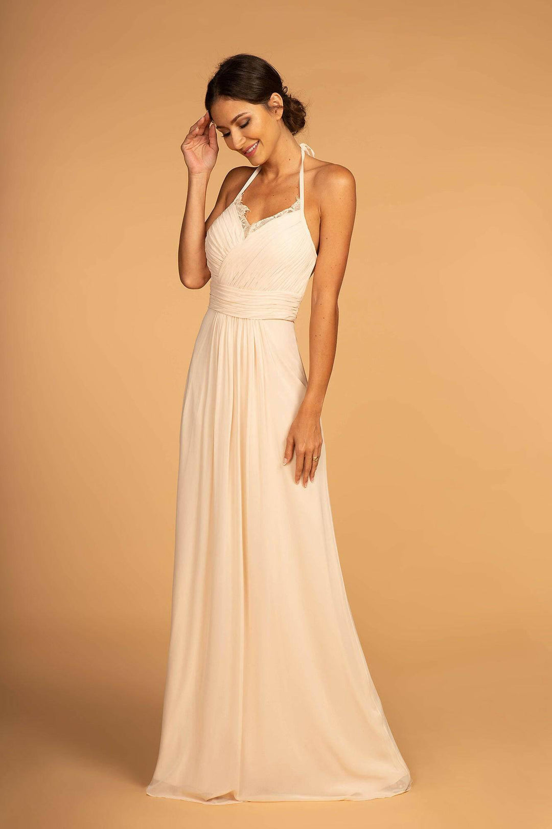 Halter Neck Chiffon Long Bridesmaid Dress GLGL2606-Shangri-La Fashion