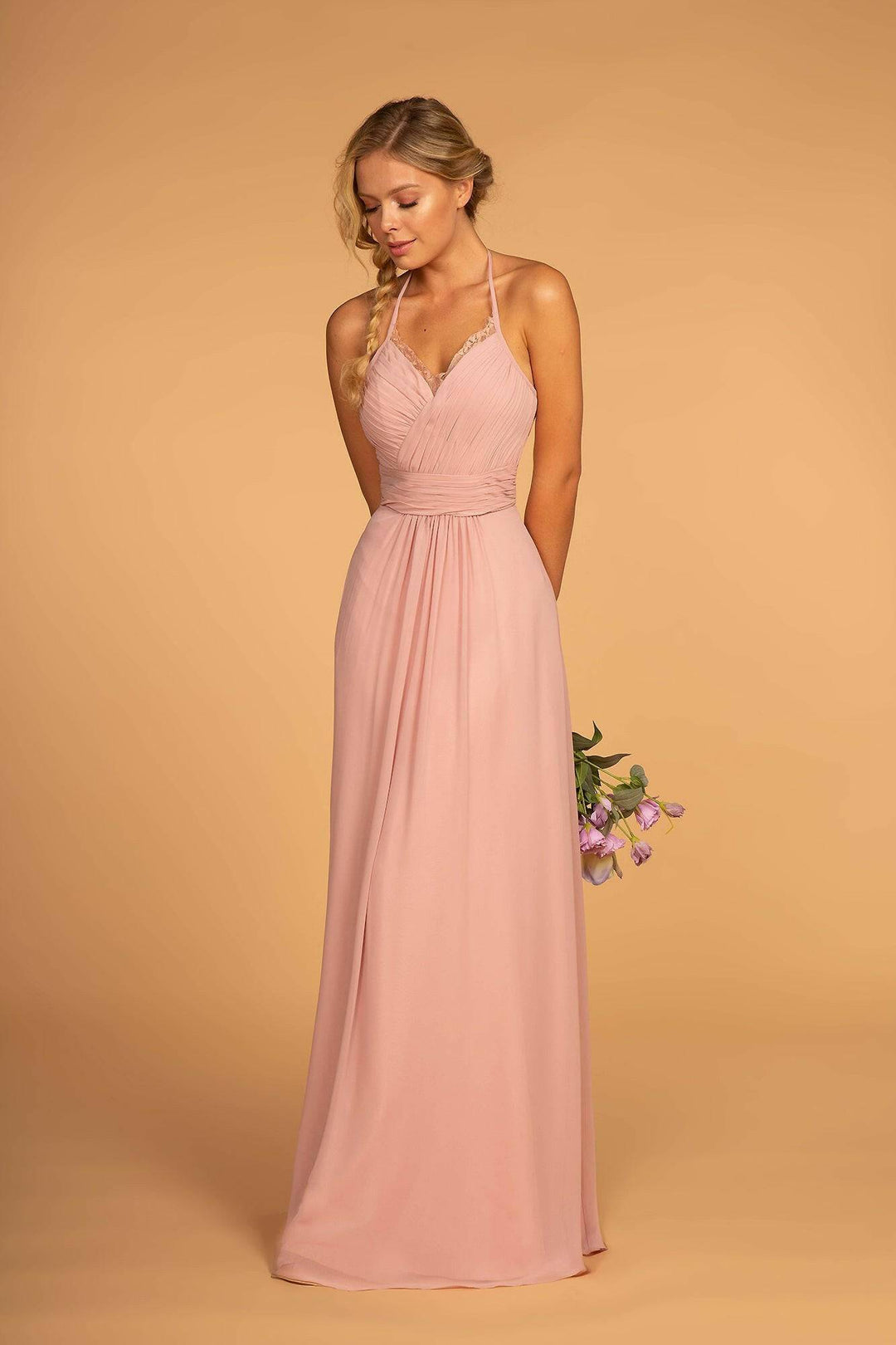 Halter Neck Chiffon Long Bridesmaid Dress GLGL2606-Shangri-La Fashion