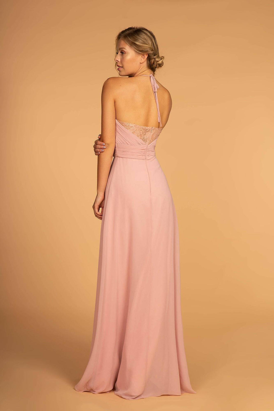 Halter Neck Chiffon Long Bridesmaid Dress GLGL2606-Shangri-La Fashion