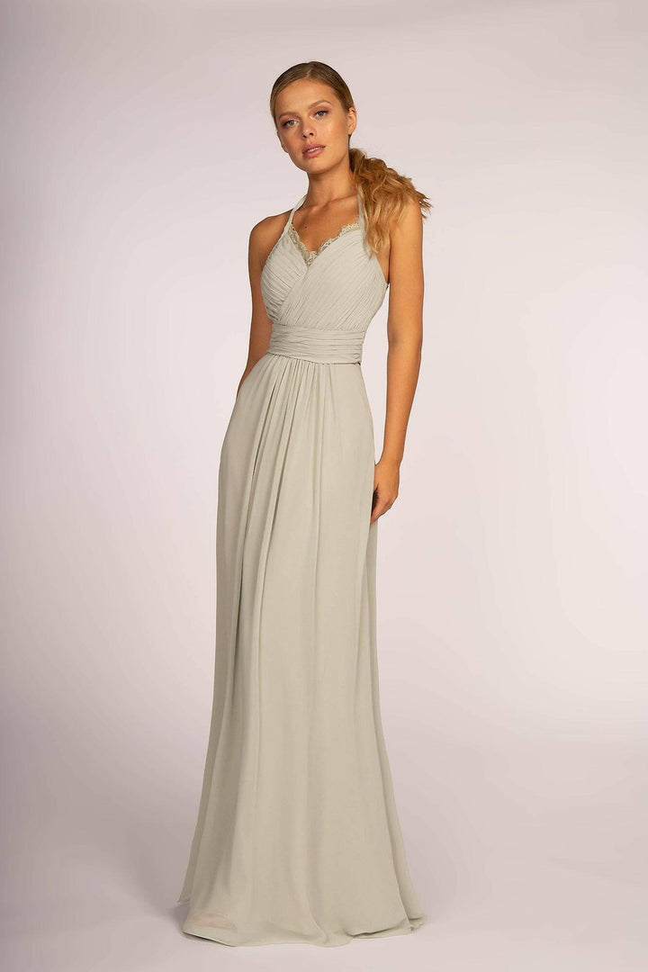 Halter Neck Chiffon Long Bridesmaid Dress GLGL2606-Shangri-La Fashion