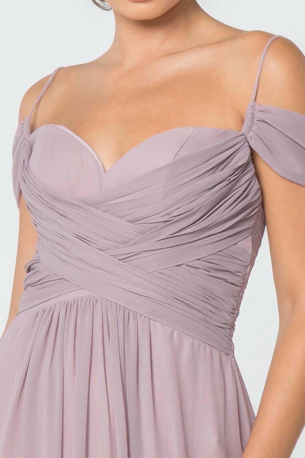 Chiffon Ruched Sweetheart Long Bridesmaid Dress GLGL2824-Shangri-La Fashion