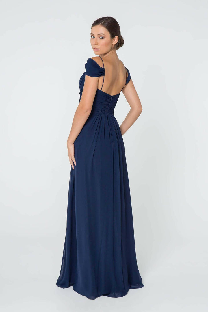 Chiffon Ruched Sweetheart Long Bridesmaid Dress GLGL2824-Shangri-La Fashion