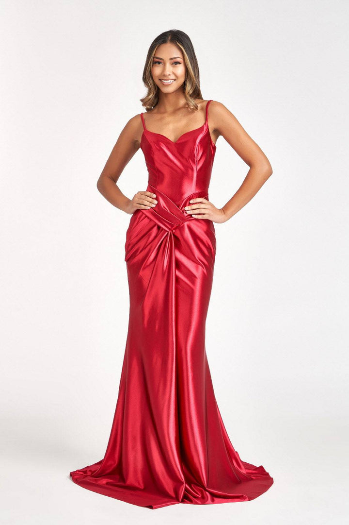 Sweetheart Satin Mermaid w/ Open Back and Side Gathered Waistline Long Prom Dress GLGL3044