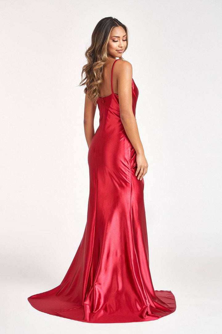 Sweetheart Satin Mermaid w/ Open Back and Side Gathered Waistline Long Prom Dress GLGL3044