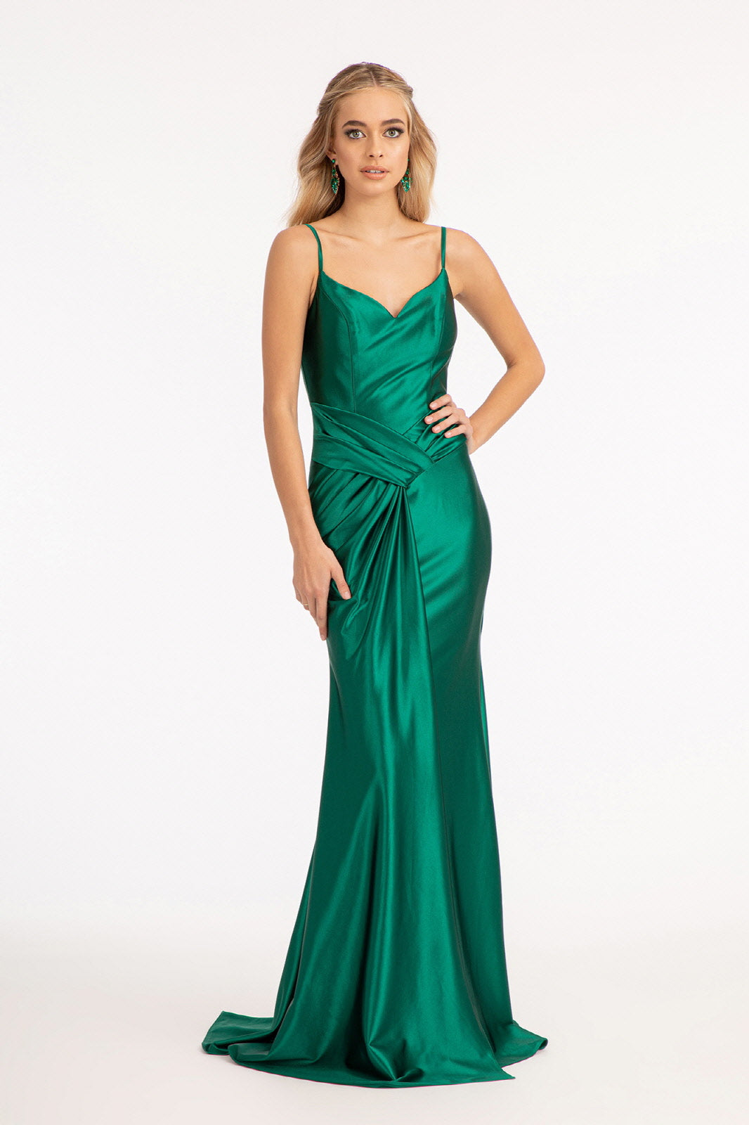 Sweetheart Satin Mermaid w/ Open Back and Side Gathered Waistline Long Prom Dress GLGL3044