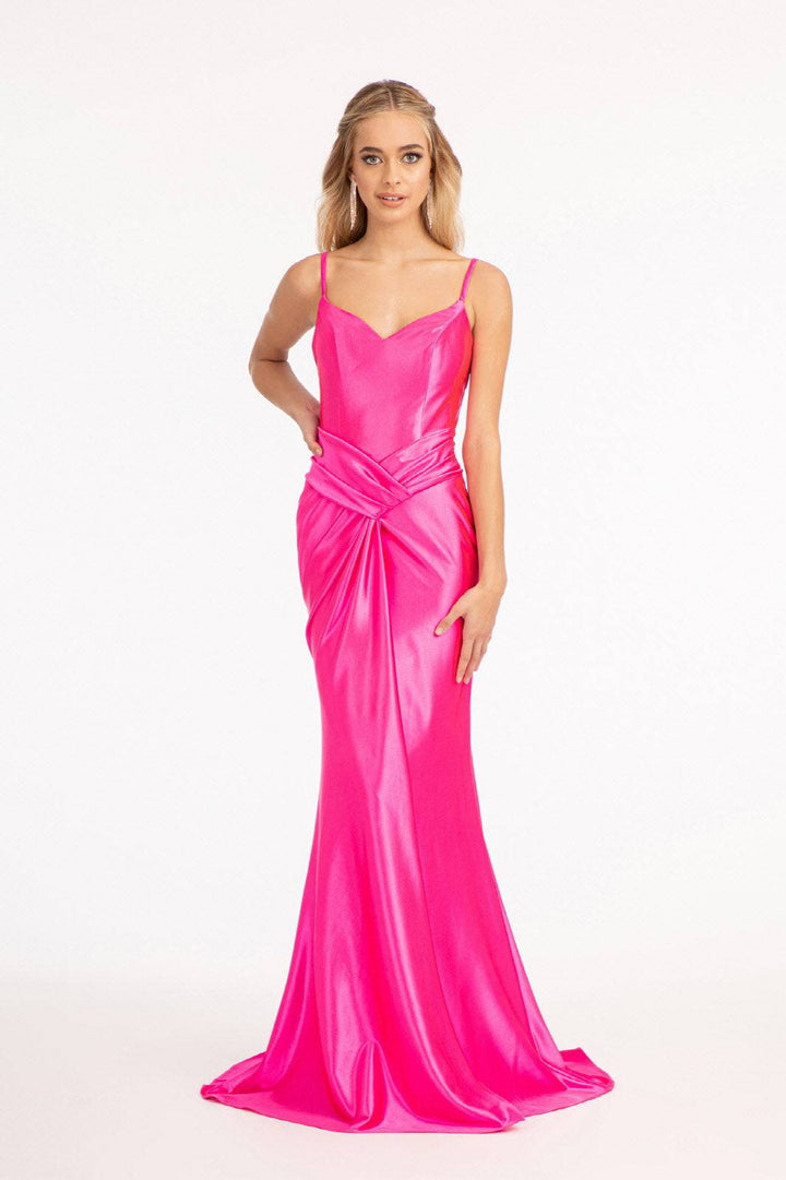 Sweetheart Satin Mermaid w/ Open Back and Side Gathered Waistline Long Prom Dress GLGL3044