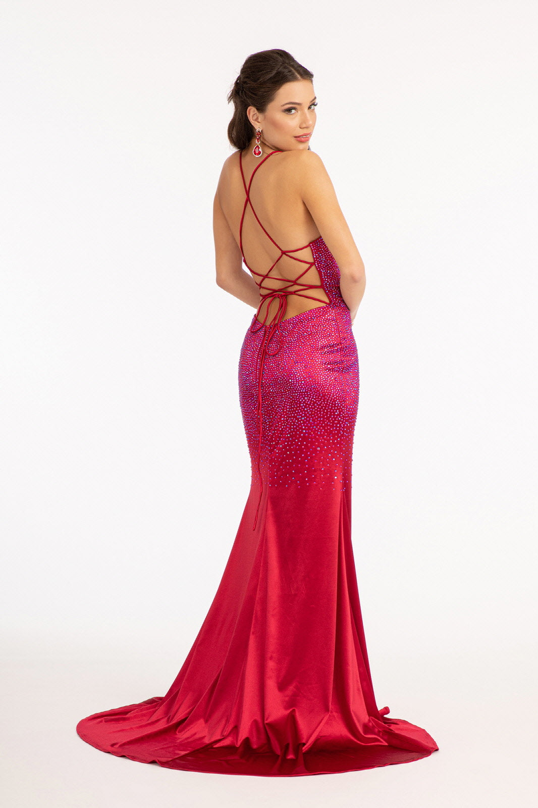 Sweetheart Beads Embellished Satin Mermaid Long Prom Dress GLGL3045-2