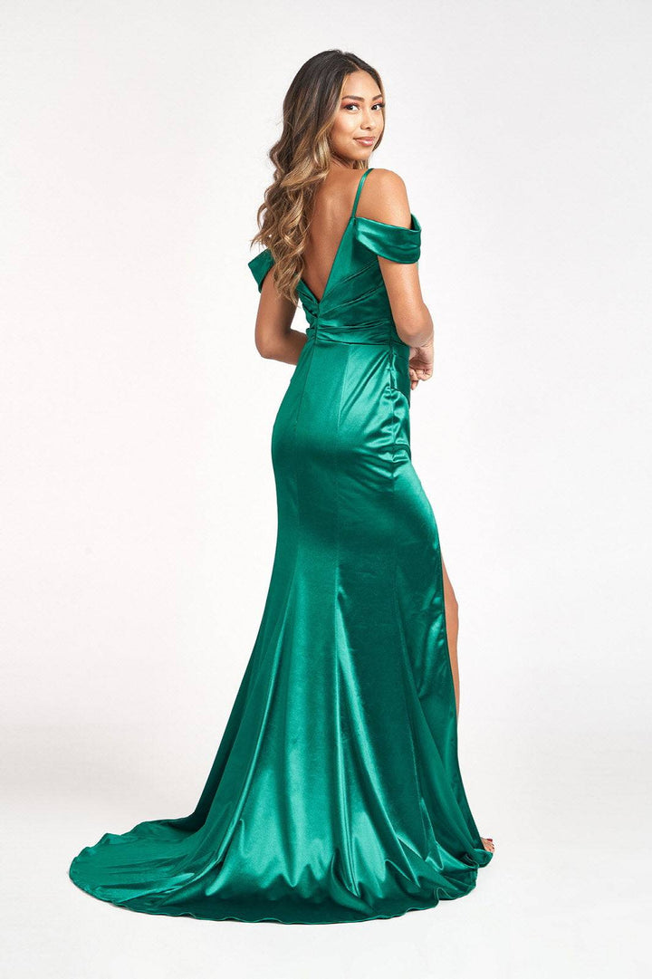 Sweetheart Satin Mermaid w/ Pleated Waist and Slit Long Prom Dress GLGL3060