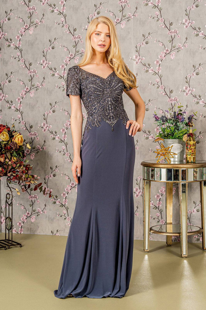 Embroidery Bead Sheer Back Rome Jersey Mermaid Long Mother Of The Bride Dress GLGL3361