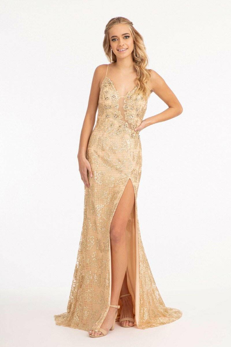 Glitter Embellished Mesh Mermaid Jewel Embellishment and Detached Layer Long Prom Dress GLGL3004-Shangri-La Fashion