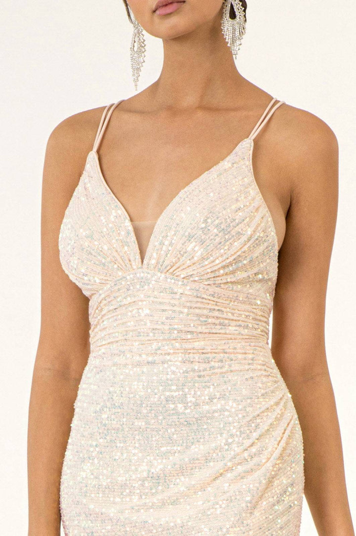 Ruched Waistline Sweethearted Sequin Bodycon Short Cocktail Dress - Mask Not Included GLGS1910