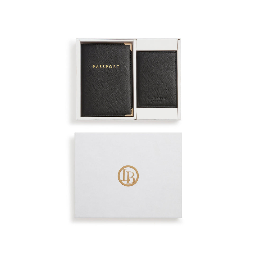 Nutcombe Black Passport Holder & bi-fold CC holder Gift Box-Shangri-La Fashion