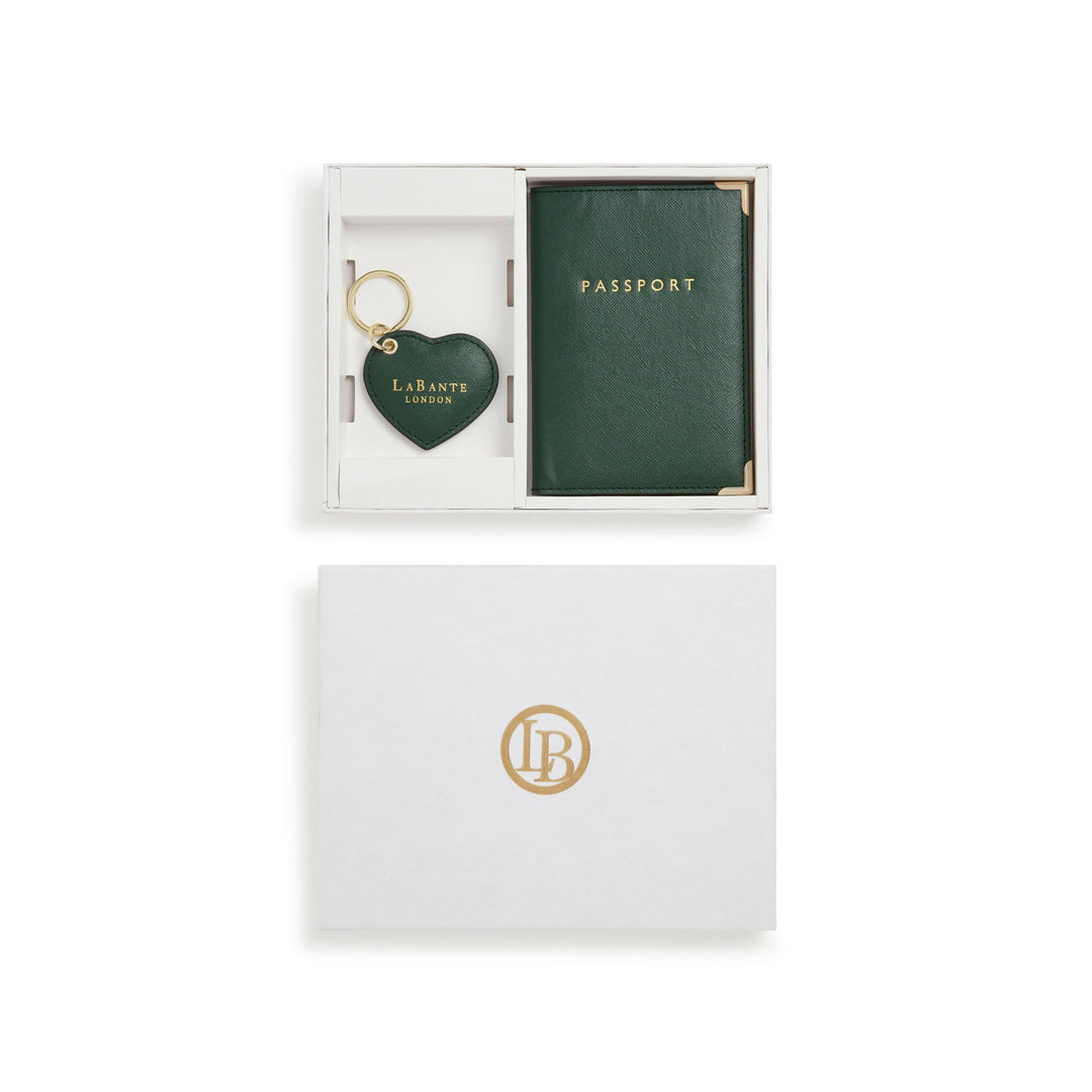 Ash Green Passport holder & Key chain Gift Box-Shangri-La Fashion