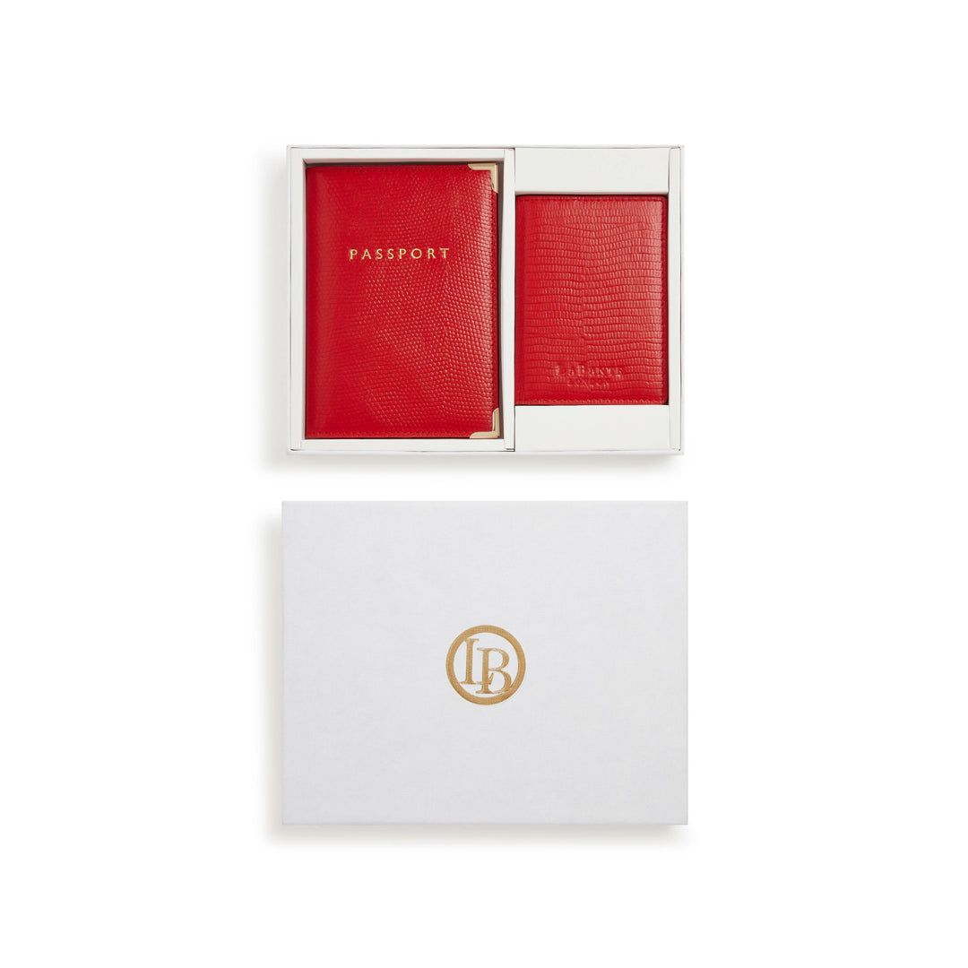 Nutcombe Red Passport Holder & bi-fold CC holder Gift Box-Shangri-La Fashion