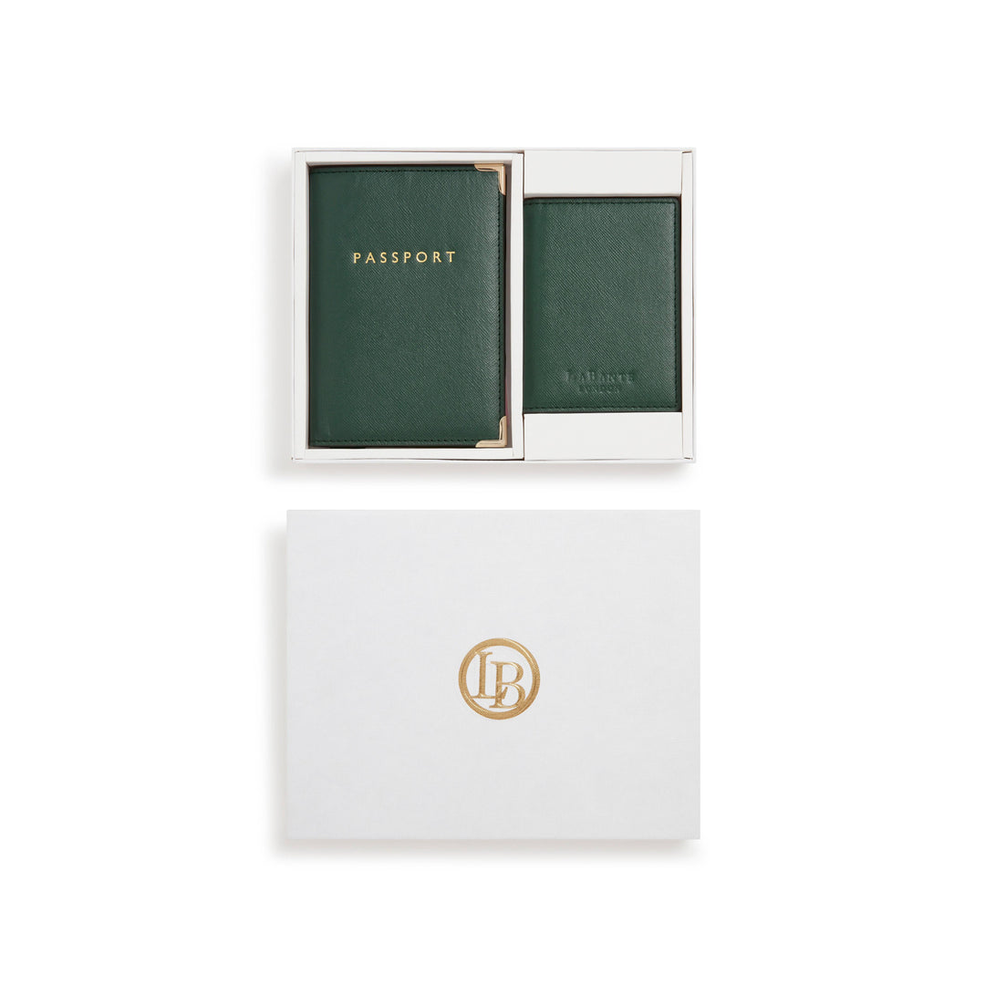 Nutcombe Green Passport Holder & bi-fold CC holder Gift Box-Shangri-La Fashion