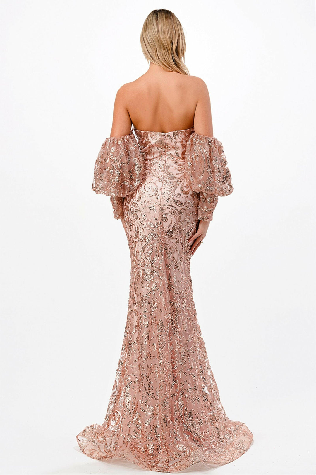 Strapless Fitted Glitter Mermaid Sweetheart Long Prom Dress CDJ820-1