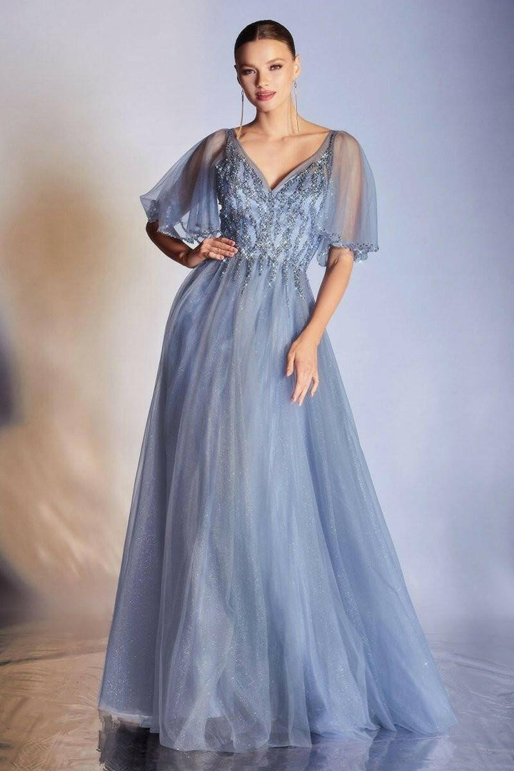 Layered Tulle Skirt A-Line Embroidered Bodice Long Mother Of The Bride Dress CDCD0175 Sale-Shangri-La Fashion