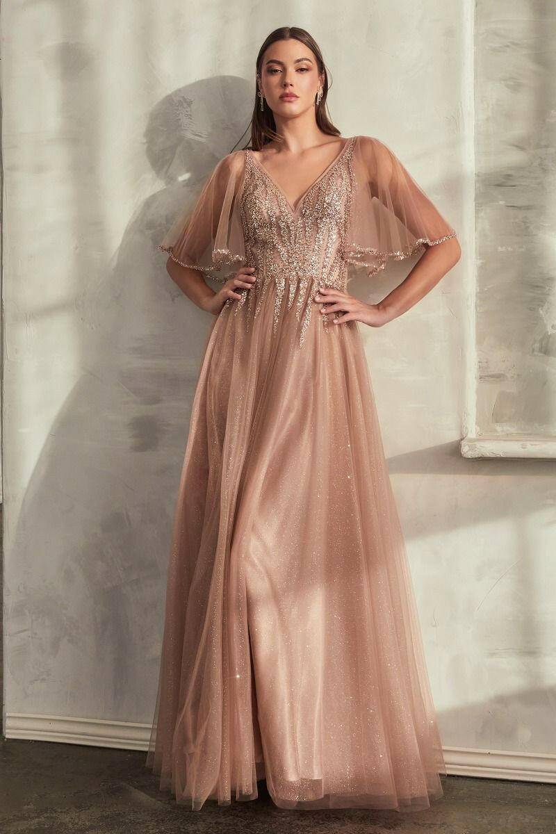 Layered Tulle Skirt A-Line Embroidered Bodice Long Mother Of The Bride Dress CDCD0175 Sale-Shangri-La Fashion