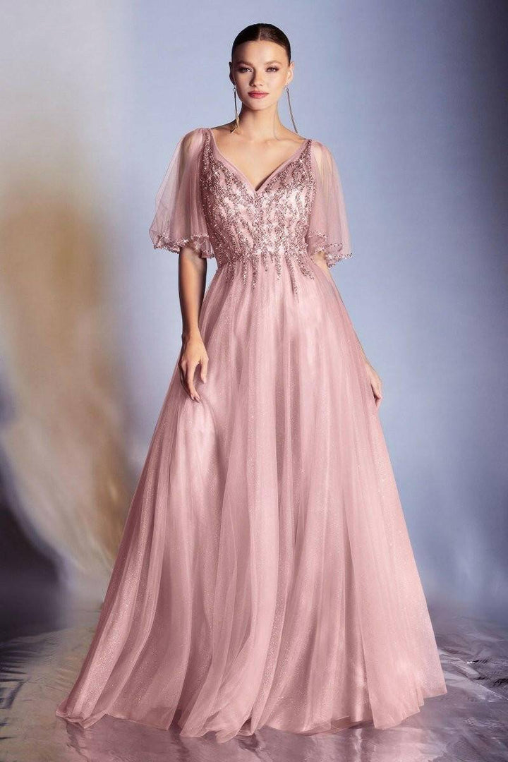 Layered Tulle Skirt A-Line Embroidered Bodice Long Mother Of The Bride Dress CDCD0175 Sale-Shangri-La Fashion