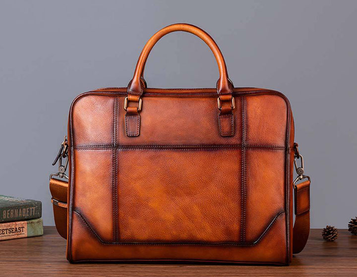 Mens Vintage Leather Buiness Briefcase Shoulder Cross Body Bag   2855-6