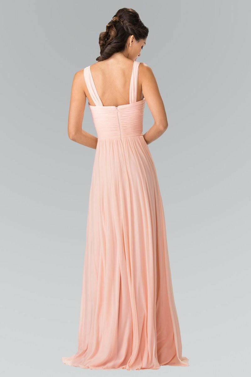 Pleated Bodice Bridesmaids Long Prom Dress GLGL2366-Shangri-La Fashion