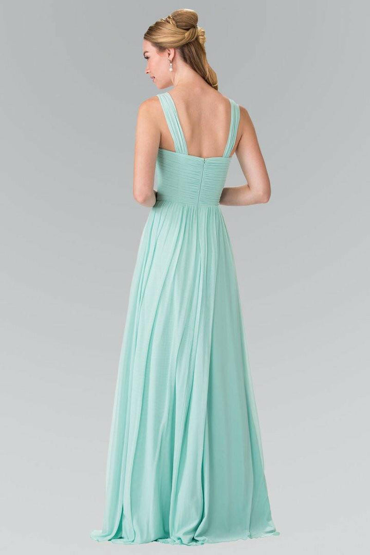 Pleated Bodice Bridesmaids Long Prom Dress GLGL2366-Shangri-La Fashion