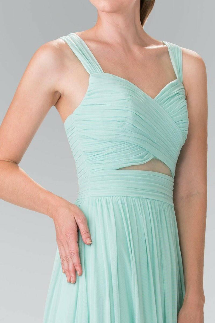 Pleated Bodice Bridesmaids Long Prom Dress GLGL2366-Shangri-La Fashion