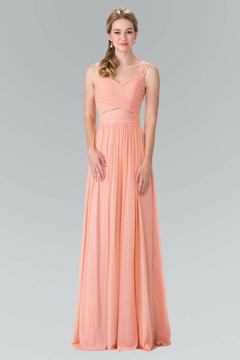 Pleated Bodice Bridesmaids Long Prom Dress GLGL2366-Shangri-La Fashion