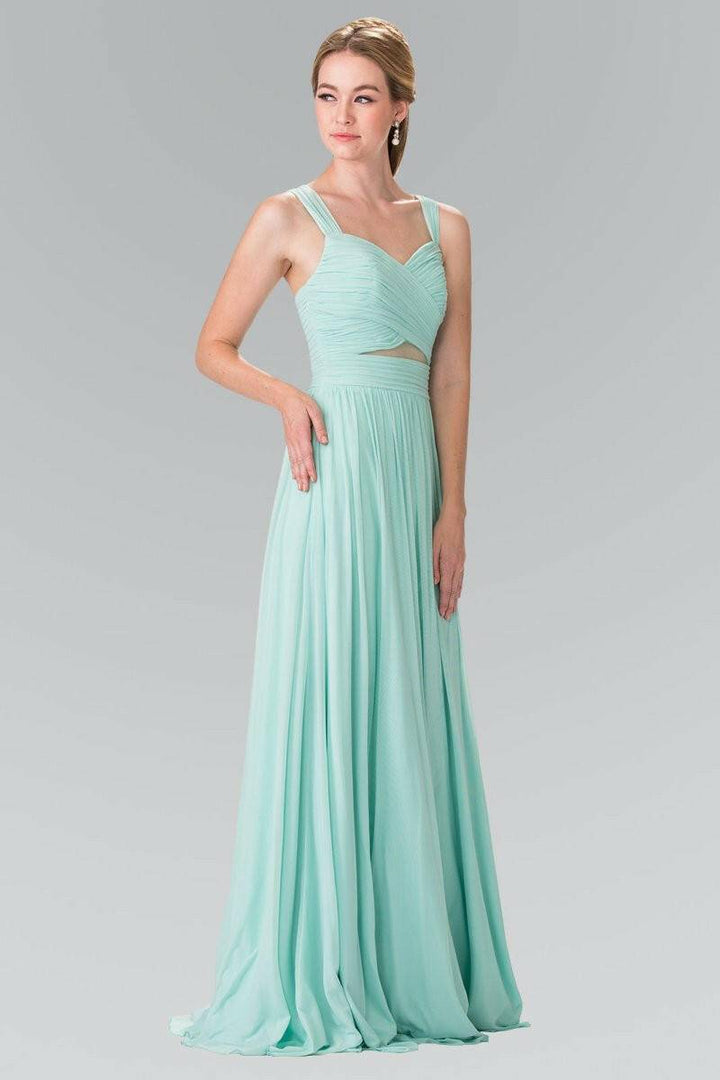 Pleated Bodice Bridesmaids Long Prom Dress GLGL2366-Shangri-La Fashion