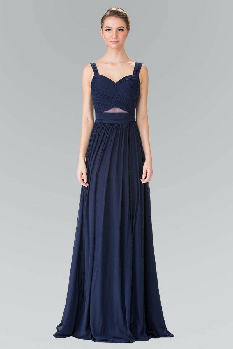 Pleated Bodice Bridesmaids Long Prom Dress GLGL2366-Shangri-La Fashion